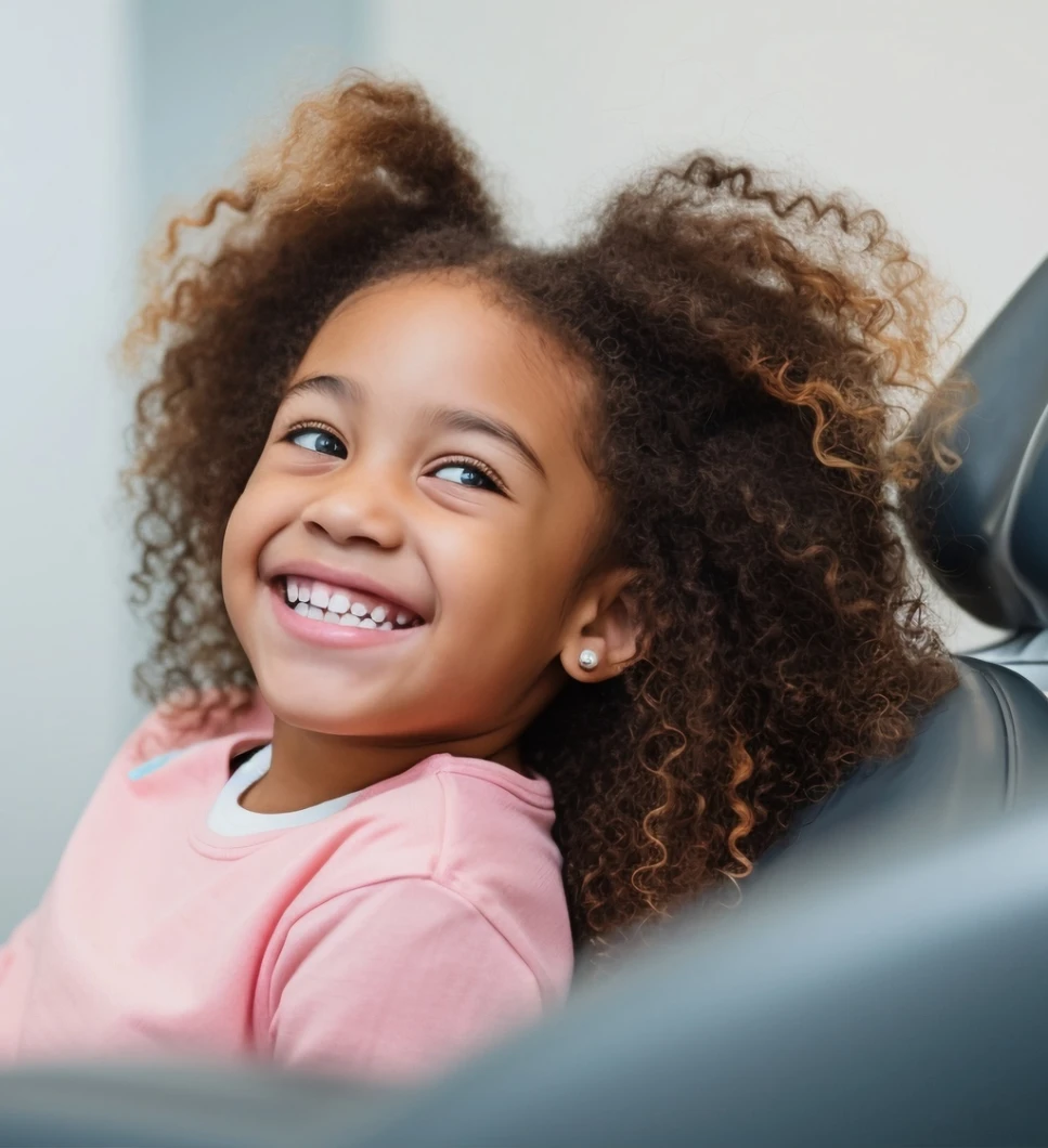 picture girl at dentist smiling